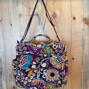 Retired Vera Bradley Plum Crazy Convertible Baby Diaper Bag Backpack